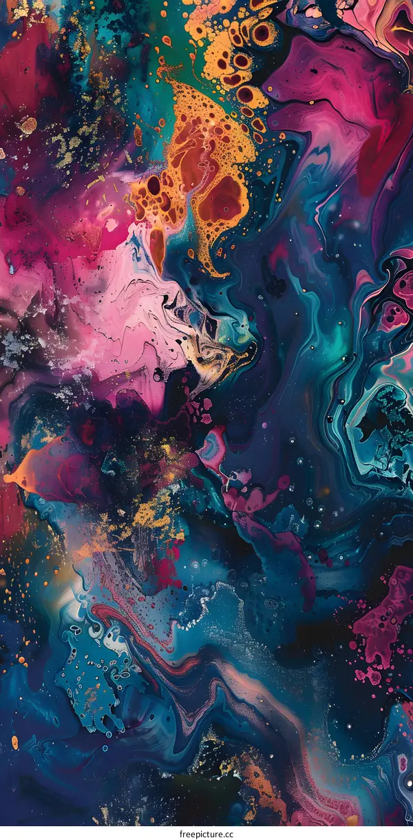 Abstract Swirling Paint Background with Gold