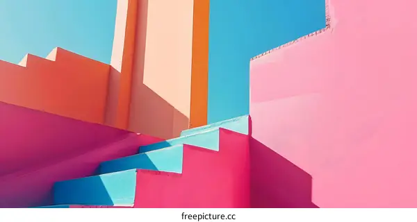 Abstract Colorful Staircase Architecture