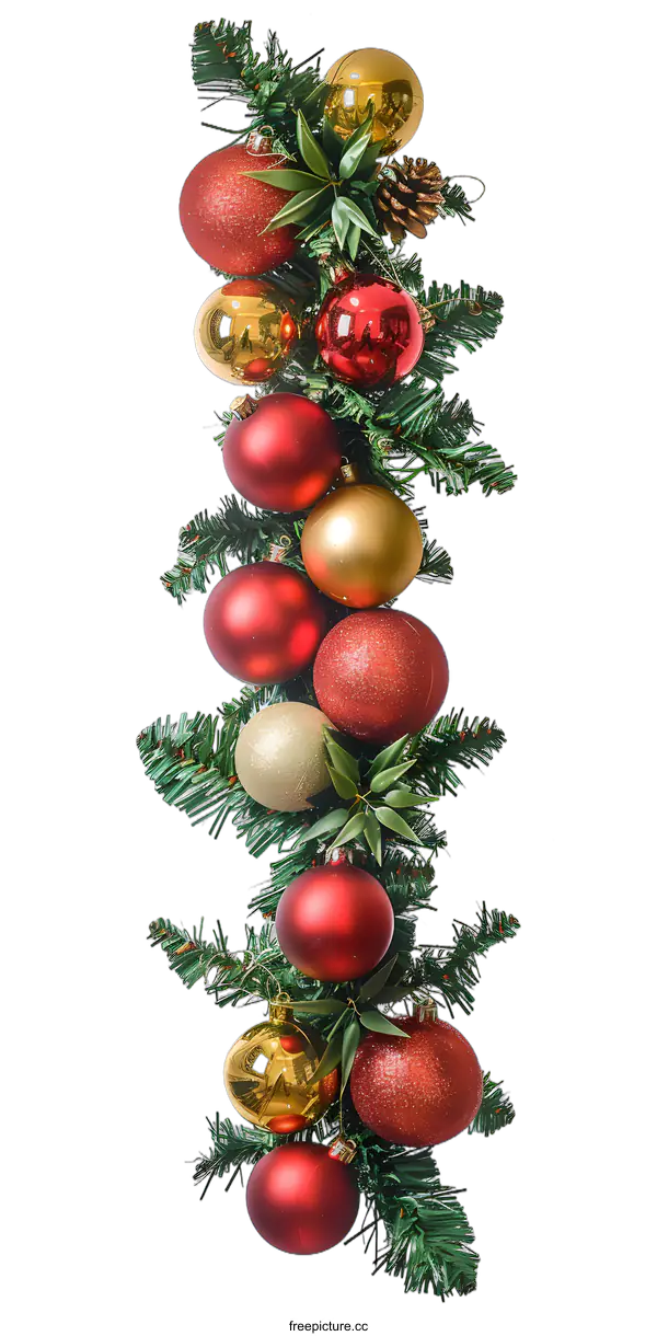 [Transparent Background PNG]Christmas Decoration with Red and Gold Ornaments