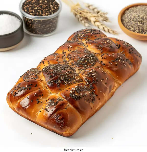 Freshly baked bread with grains