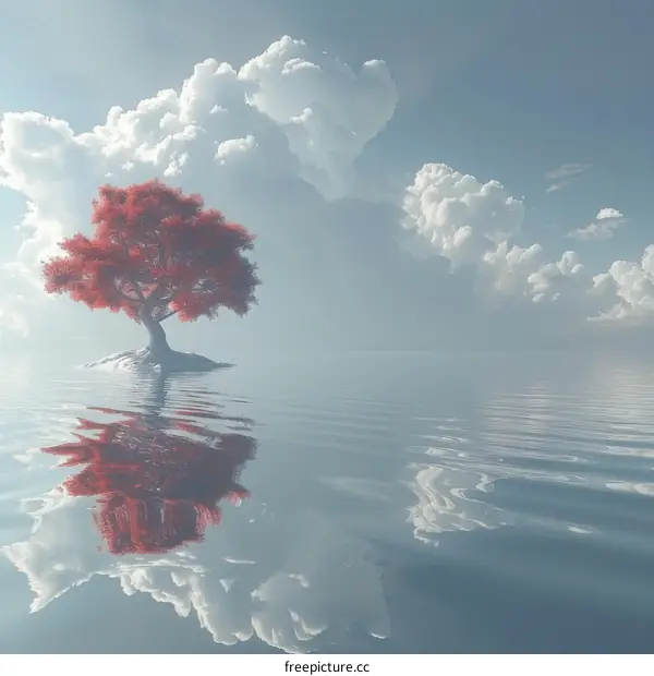 Lonely Tree Reflecting in the Water