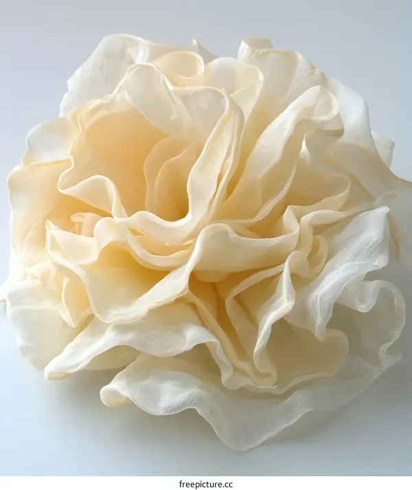 Elegant cream fabric flower on white background