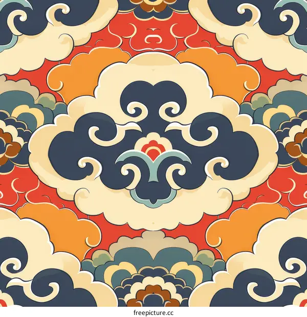 Seamless pattern with traditional oriental ornament. Vector illustration.