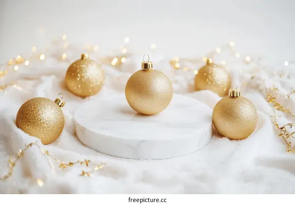 Elegant Christmas Decorations on Marble Display