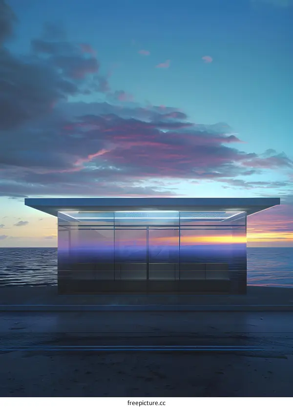 Glass Shelter at Sunset on the Beach