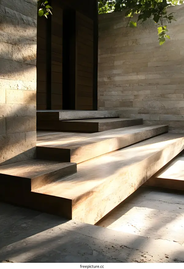 Modern Concrete Steps and Wooden Staircase