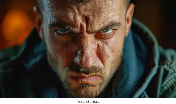 Close Up Portrait of an Angry Caucasian Man