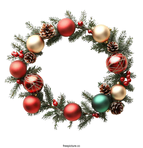[Transparent Background PNG]Christmas Wreath Decoration with Ornaments