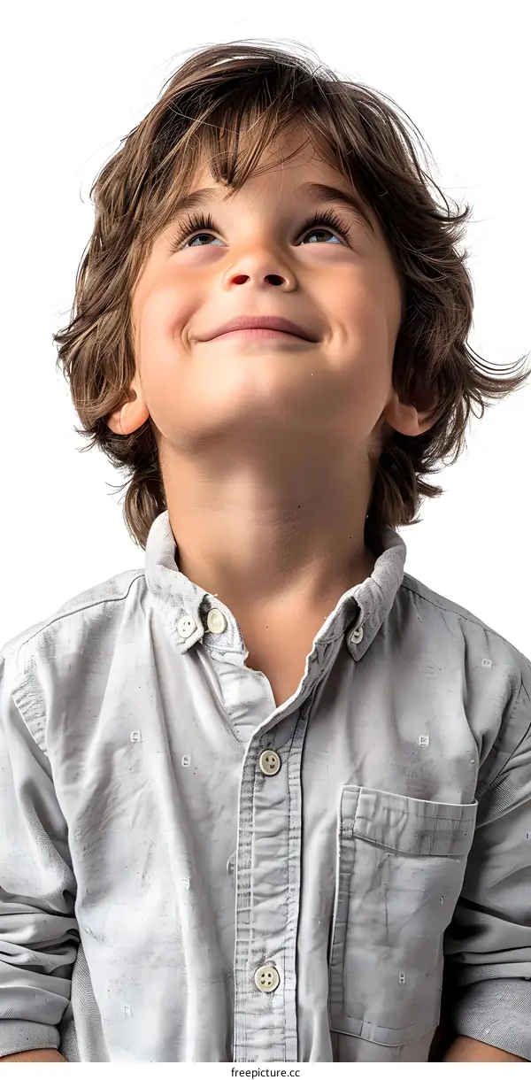 Smiling Little Boy Looking Up