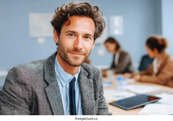 Business Meeting with Caucasian Male Leader