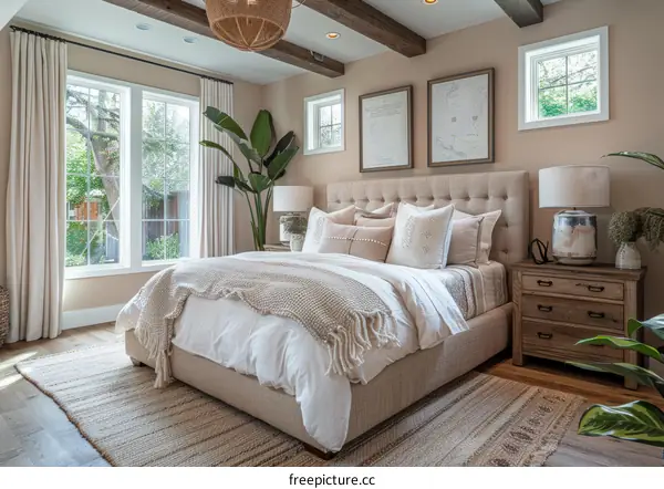 Inviting Master Bedroom with Fireplace and Sitting Area