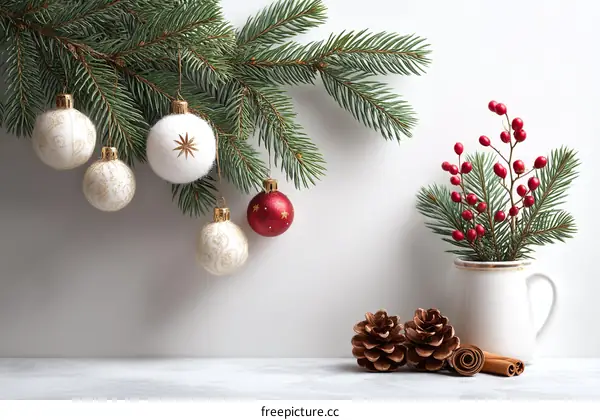 Christmas Decoration Arrangement on a White Background