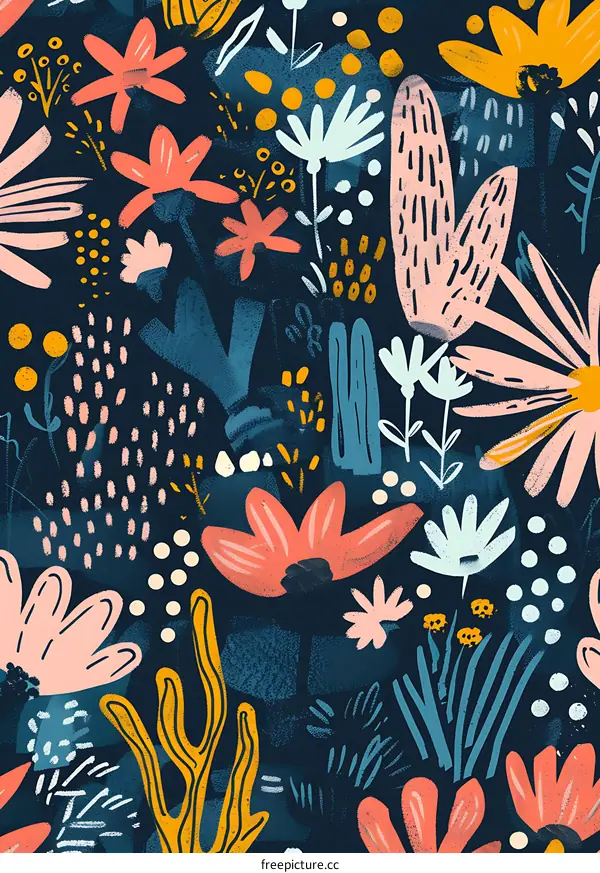 Abstract Floral Pattern Seamless Illustration