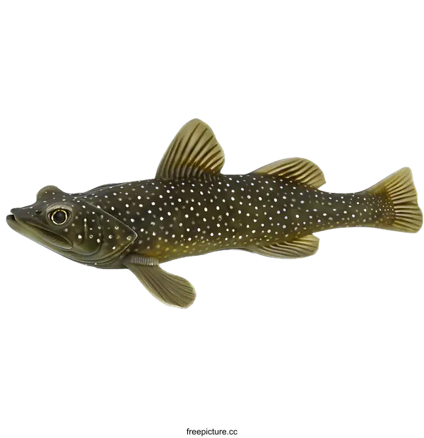 [Transparent Background PNG]Green fish with white spots illustration