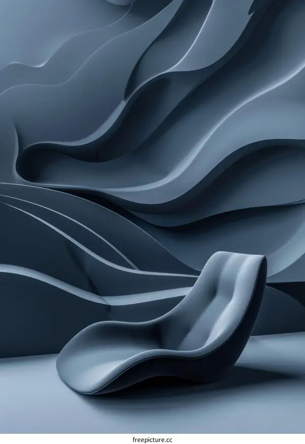 Minimalist Blue Chair in Abstract Background