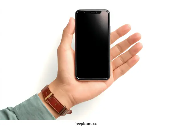 Hand Holding Modern Smartphone with Blank Screen