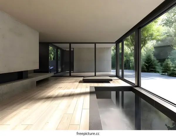 Modern Interior Design With Indoor Pool and Fireplace