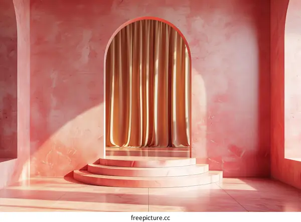 Minimalist Interior Geometric Arch House and Stairs