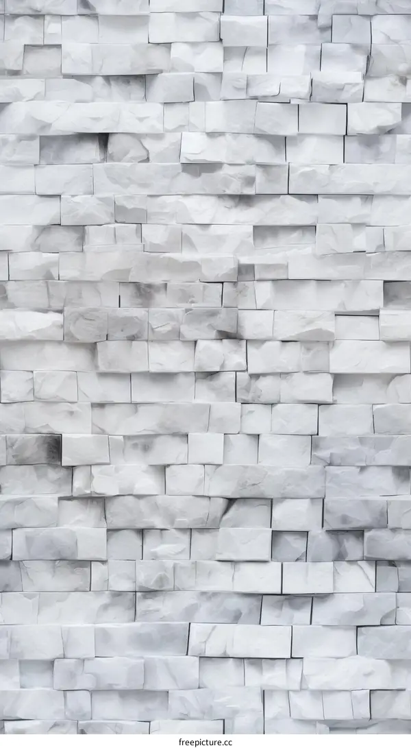 White Irregular Brick Wall Texture - Architectural Background
