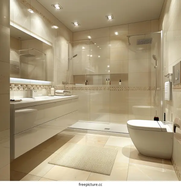 Modern Beige Bathroom Interior Design