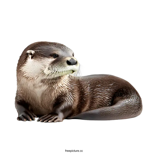 [Transparent Background PNG]Close Up of a River Otter Laying Down