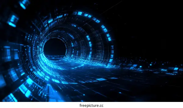 Abstract Futuristic Digital Tunnel