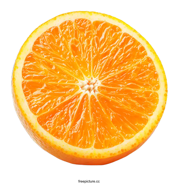 [Transparent Background PNG]Half Sliced Orange Fruit Isolated On White Background