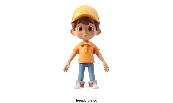 [Transparent Background PNG]3D rendering of a cute cartoon boy