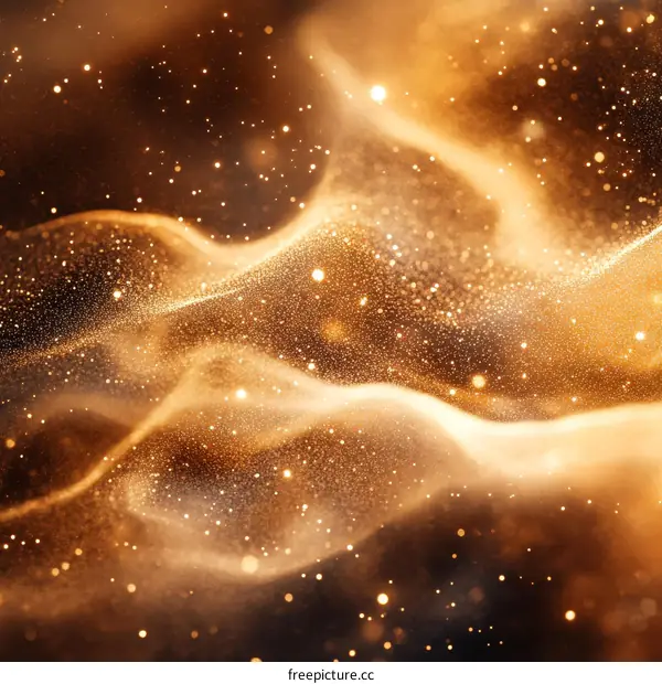 Abstract Golden Glitter Particle Design