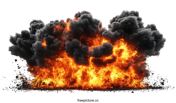 [Transparent Background PNG]Explosive Blast of Fire and Smoke