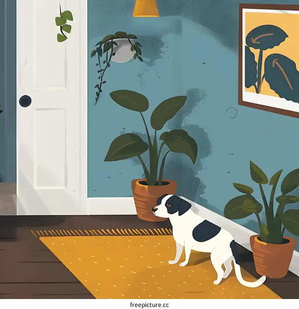 Dog on a Rug in a Modern Home