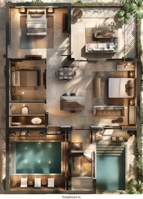 Luxury Villa Floor Plan with Private Pool