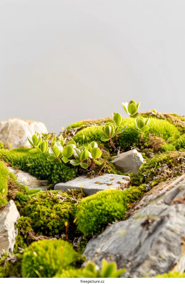 Green Moss With Small Plants Growing