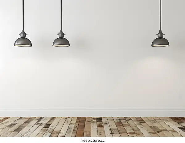 Simple Interior Design With Three Hanging Lamps