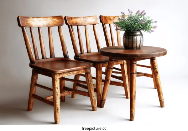 Vintage Wooden Chair and Table Set