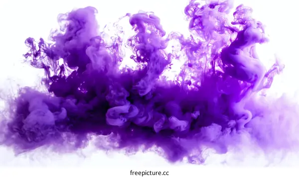 Abstract Purple Ink Blobs on White Background