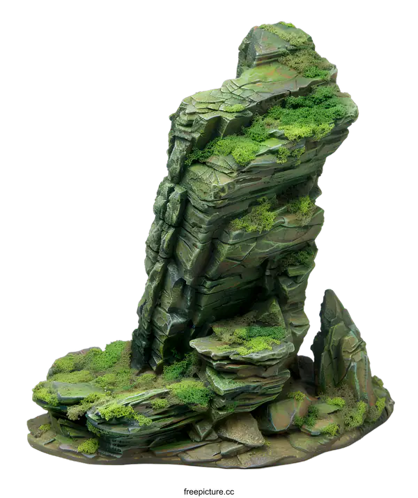 [Transparent Background PNG]Green Moss Covered Cliff Rock