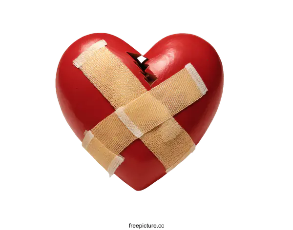[Transparent Background PNG]Broken heart with band aids