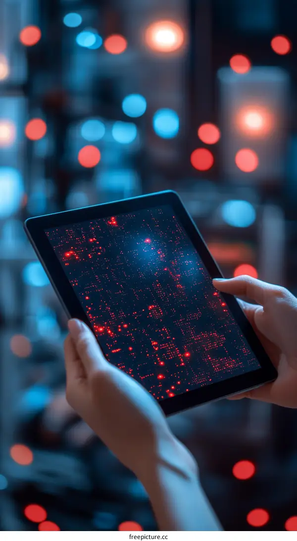 Digital Circuit Display on Tablet at Night