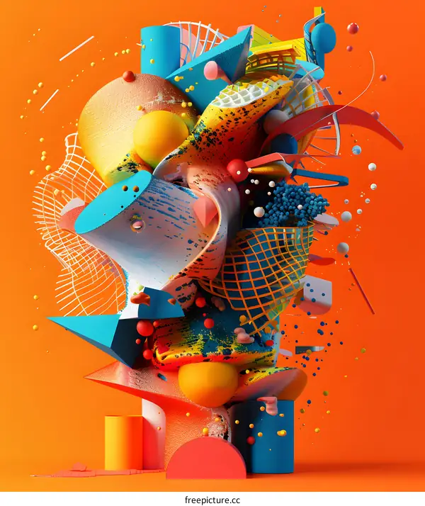 Abstract Sculpture on Orange Background