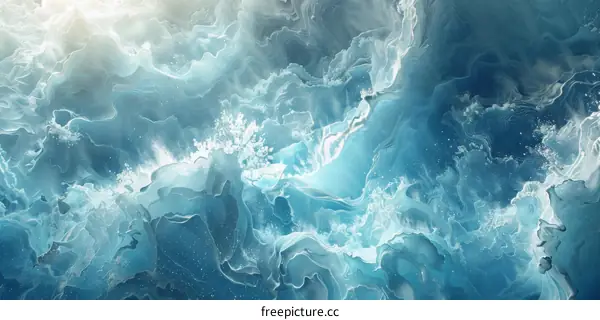 Abstract Ocean Wave Painting with Stormy Sky