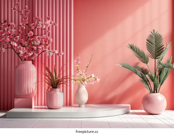 Pink Floral Still Life Arrangement