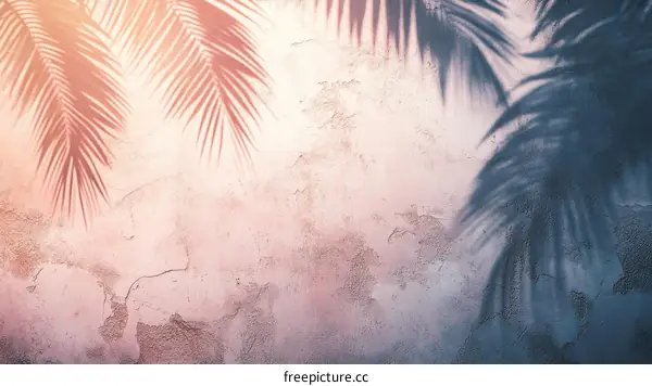 Palm Leaf Shadows on a Textured Wall