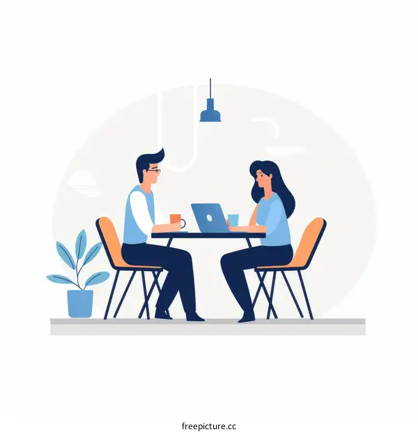 Colleagues Discussing Project at a Cafe Table