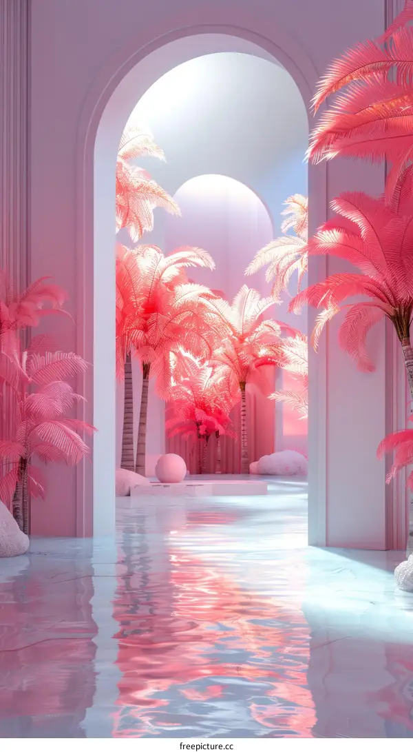 Pink Paradise Interior Design Illustration