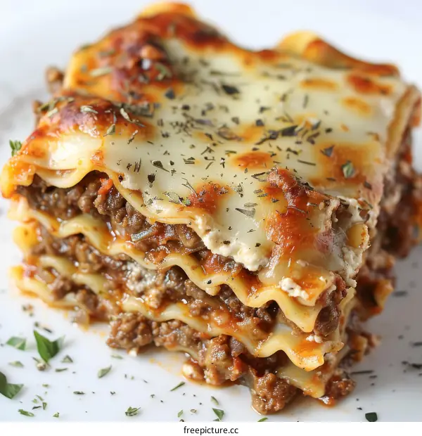 Classic Lasagna with Ground Beef, Cheese & Tomato Sauce
