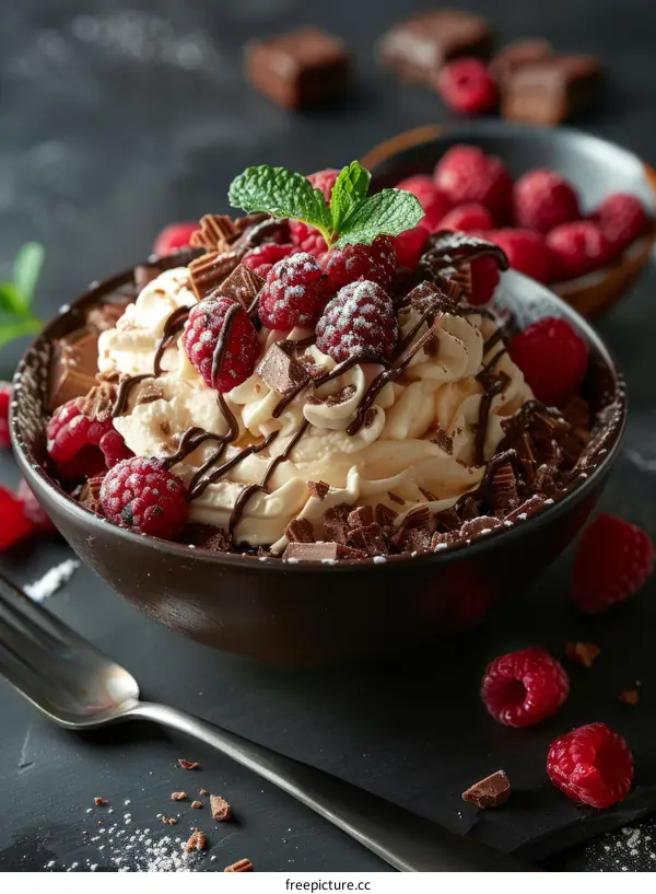 Chocolate Covered Raspberries with Cream