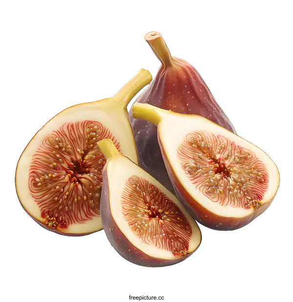 [Transparent Background PNG]Close-up of a cut fig and a whole fig