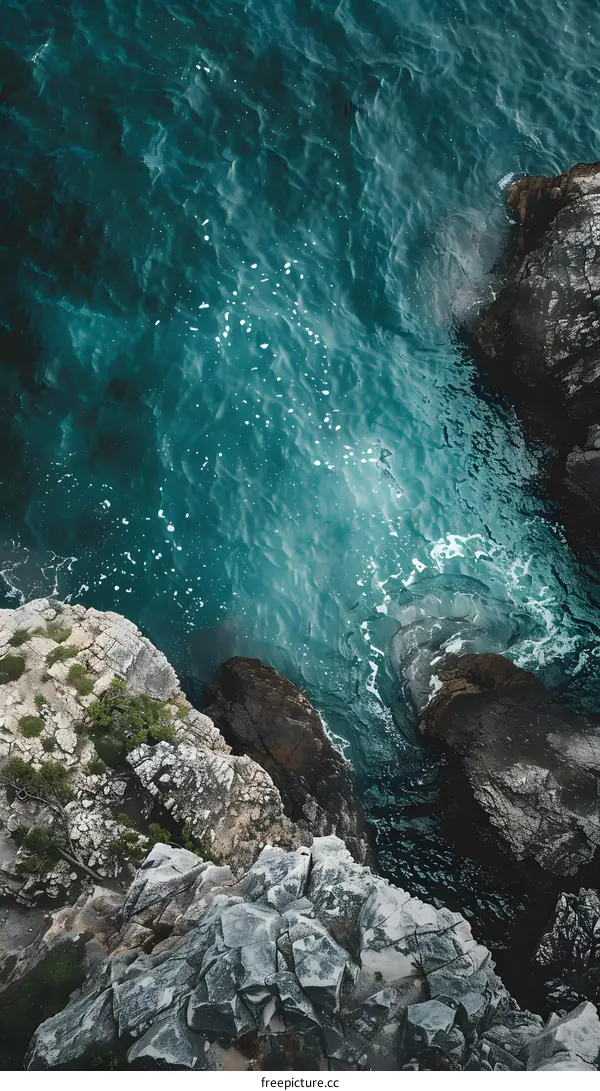 Aerial View of Ocean and Cliffs