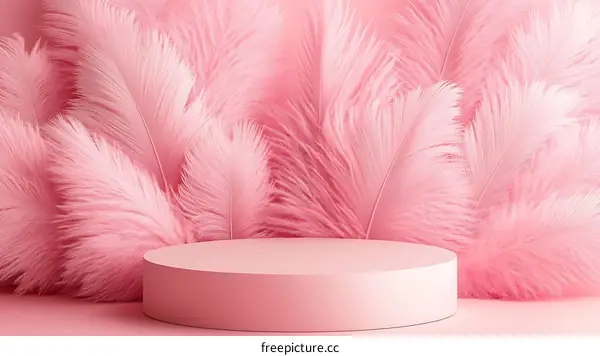 Pink Feather Display Podium